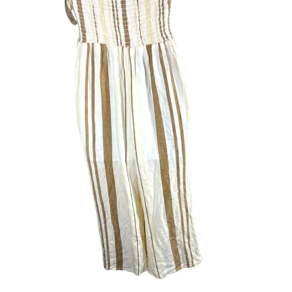 Ripcurl Sol Linen Smocked Cropped Jumpsuit - Picture 11 of 13